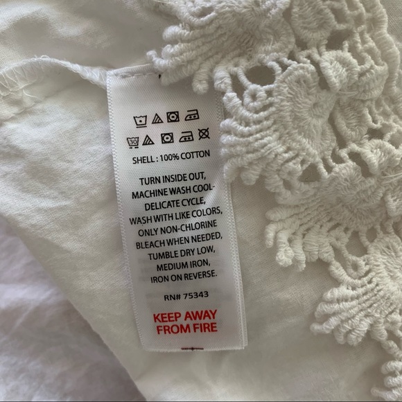 Shabby Chic Boho White Crochet Lace Trim Cotton Trapeze Shift Dress Medium - Picture 11 of 11